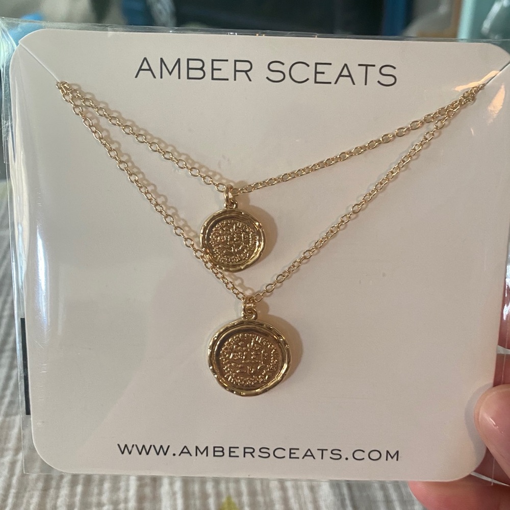 NWT Amber Sceats Gold Double Coin Necklace